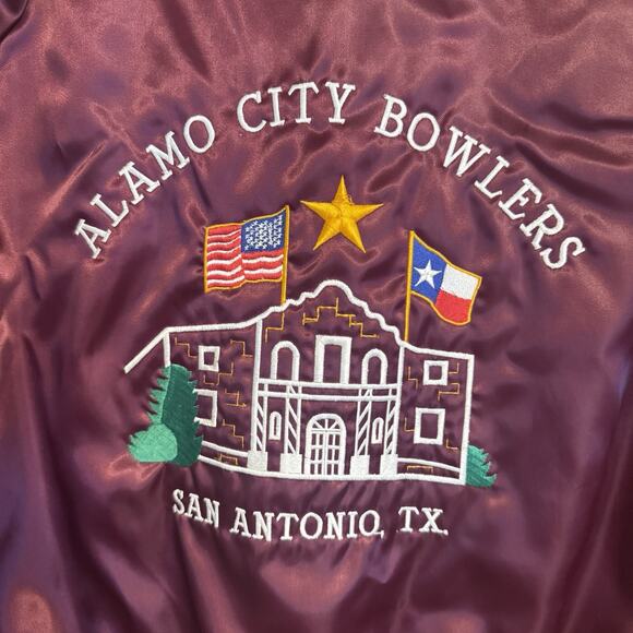 Vintage 80s/90s Satin Bowling Bomber Jacket Size Medium - Picture 2 of 7